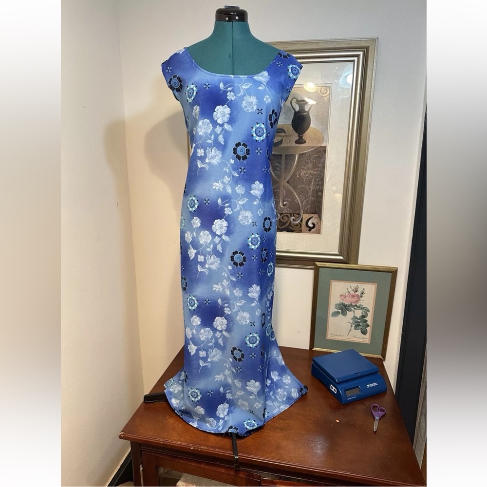 Vintage Terri Women’s Blue Floral Sleeveless Maxi Dress Size 1X